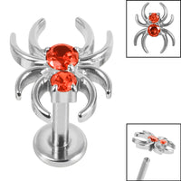 Titanium Internally Threaded Labrets 1.2mm - Titanium Claw Set Jewelled Spider