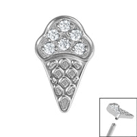 Titanium Claw Set Jewelled Ice Cream Cone for Internal Thread shafts in 1.2mm