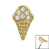 Titanium Claw Set Jewelled Ice Cream Cone for Internal Thread shafts in 1.2mm