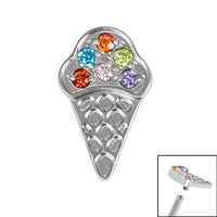 Titanium Claw Set Jewelled Ice Cream Cone for Internal Thread shafts in 1.2mm