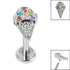 Titanium Internally Threaded Labrets 1.2mm - Titanium Claw Set Jewelled Ice Cream Cone