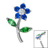 Titanium Claw Set Jewelled Blossom Flower for Internal Thread shafts in 1.2mm