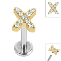 Titanium Internally Threaded Labrets 1.2mm - Titanium Claw Set Jewelled X