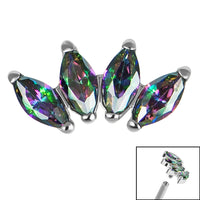 Titanium Claw Set 4 CZ Jewel Marquise Fan for Internal Thread shafts in 1.2mm