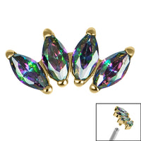 Titanium Claw Set 4 CZ Jewel Marquise Fan for Internal Thread shafts in 1.2mm