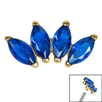 Titanium Claw Set 4 CZ Jewel Marquise Fan for Internal Thread shafts in 1.2mm