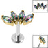 Titanium Internally Threaded Labrets 1.2mm - Gold Titanium Claw Set 4 CZ Jewel Marquise Fan