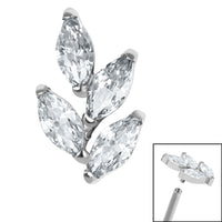 Titanium Claw Set Marquise Jewelled Leaf for Internal Thread Shafts in 1.2mm