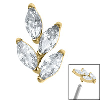 Titanium Claw Set Marquise Jewelled Leaf for Internal Thread Shafts in 1.2mm