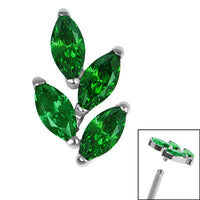 Titanium Claw Set Marquise Jewelled Leaf for Internal Thread Shafts in 1.2mm