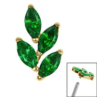 Titanium Claw Set Marquise Jewelled Leaf for Internal Thread Shafts in 1.2mm