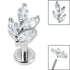 Titanium Internally Threaded Labrets 1.2mm - Titanium Claw Set Marquise Jewelled Leaf