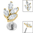 Titanium Internally Threaded Labrets 1.2mm - Gold Titanium Claw Set Marquise Jewelled Leaf