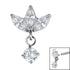 Titanium Marquise Triple Jewelled Fan with Solitaire for Internal Thread shafts in 1.2mm