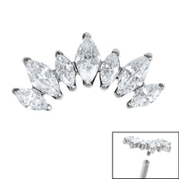 Titanium Claw Set 7 CZ Jewelled Marquise Crown for Internal Thread shafts in 1.2mm