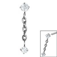 Titanium Claw Set Double Jewelled Drop Chain for Internal Thread shafts in 1.2mm