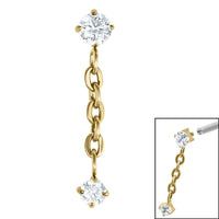 Titanium Claw Set Double Jewelled Drop Chain for Internal Thread shafts in 1.2mm