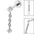 Titanium Internally Threaded Labrets 1.2mm - Titanium Claw Set Double Jewelled Chain Drop