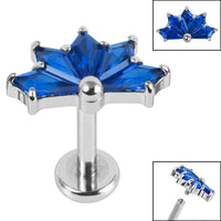 Titanium Internally Threaded Labrets 1.2mm - Titanium Claw Set Jewelled Sensu Kite Fan