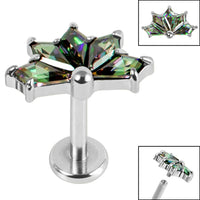 Titanium Internally Threaded Labrets 1.2mm - Titanium Claw Set Jewelled Sensu Kite Fan