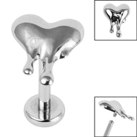 Titanium Internally Threaded Labrets 1.2mm - Titanium Melting Heart