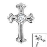 Titanium Claw Set Jewelled Cross Top for Internal Thread shafts in 1.2mm