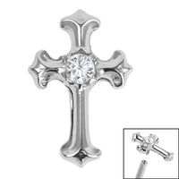 Titanium Claw Set Jewelled Cross Top for Internal Thread shafts in 1.2mm