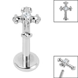 Titanium Internally Threaded Labrets 1.2mm - Titanium Claw Set Jewelled Cross
