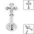 Titanium Internally Threaded Labrets 1.2mm - Titanium Claw Set Jewelled Cross