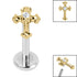 Titanium Internally Threaded Labrets 1.2mm - Titanium Claw Set Jewelled Cross