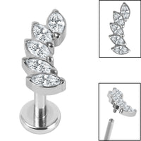 Titanium Internally Threaded Labrets 1.2mm - Titanium Claw Set 5 Jewel Climbing Marquise Fan