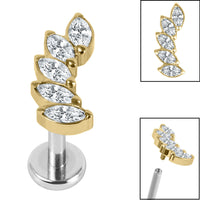 Titanium Internally Threaded Labrets 1.2mm - Titanium Claw Set 5 Jewel Climbing Marquise Fan