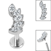 Titanium Internally Threaded Labrets 1.2mm - Titanium Claw Set 5 Jewel Climbing Marquise Fan