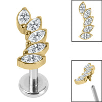 Titanium Internally Threaded Labrets 1.2mm - Titanium Claw Set 5 Jewel Climbing Marquise Fan