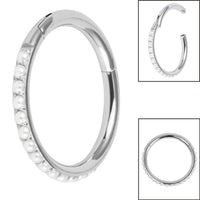 Titanium Pearl Edge Hinged Clicker Ring