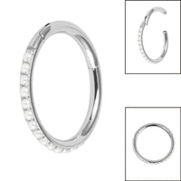 Titanium Pearl Edge Hinged Clicker Ring