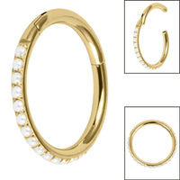 Titanium Pearl Edge Hinged Clicker Ring