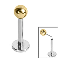 Titanium Threadless Labrets - Gold Titanium (Bend/Push fit) Balls