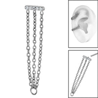 Titanium Jewelled Bar with Triple Chain for Internal Thread Shafts in 1.2mm
