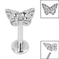 Titanium Internally Threaded Labrets 1.2mm - Titanium Owl Butterfly