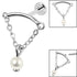 Titanium Internally Threaded Labrets 1.2mm - Steel Concealed Dangle Chain and Pearl Ball