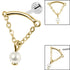 Titanium Internally Threaded Labrets 1.2mm - Steel Concealed Dangle Chain and Pearl Ball