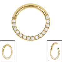 Titanium Pave Set Pearl Eternity Hinged Clicker Ring