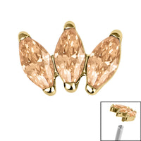 Titanium Claw Set 3 CZ Jewel Marquise Fan for Internal Thread shafts in 1.2mm