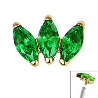 Titanium Claw Set 3 CZ Jewel Marquise Fan for Internal Thread shafts in 1.2mm