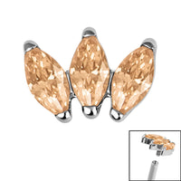 Titanium Claw Set 3 CZ Jewel Marquise Fan for Internal Thread shafts in 1.2mm