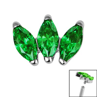 Titanium Claw Set 3 CZ Jewel Marquise Fan for Internal Thread shafts in 1.2mm