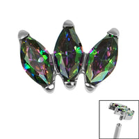 Titanium Claw Set 3 CZ Jewel Marquise Fan for Internal Thread shafts in 1.2mm