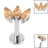 Titanium Internally Threaded Labrets 1.2mm - Titanium Claw Set 3 CZ Jewel Marquise Fan