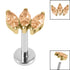 Titanium Internally Threaded Labrets 1.2mm - Gold Titanium Claw Set 3 CZ Jewel Marquise Fan